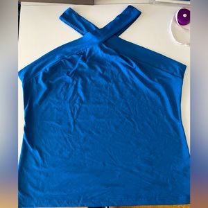 Blue Crossover Halter Top